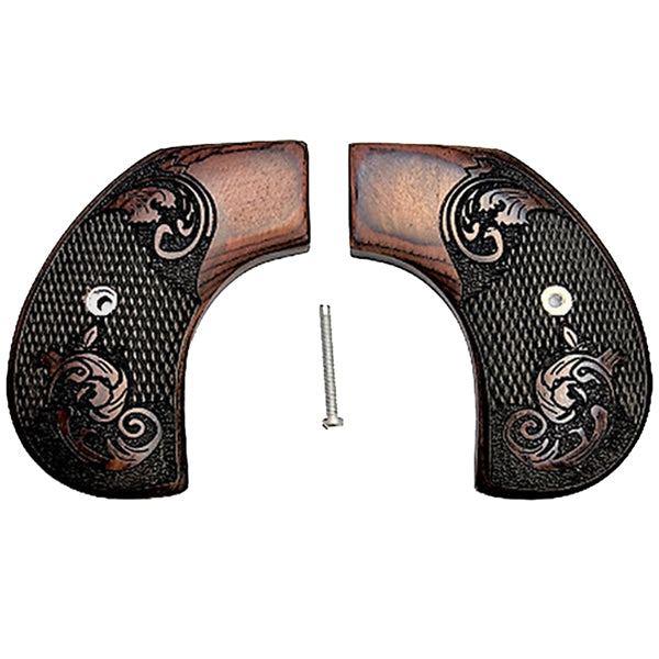 Ruger Wrangler & Diamondback Side Kick - Birdshead Grip-  Gentlemen Rosewood Carved Grip - Fits Birdshead Model Only