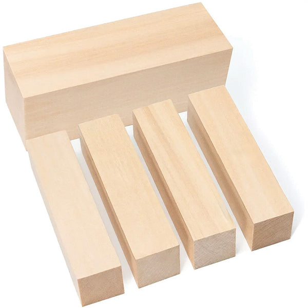 Basswood carving block set of 5 - 4x2x2 & (4) 4x1x1  - #BW1