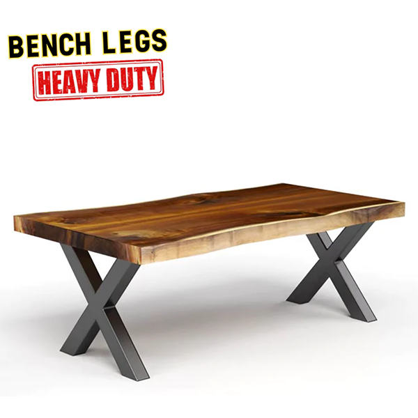 *Metal Bench / Coffee Table  Legs - X Legs - 15.7'' H x 14'' W - Black - Heavy Duty 500LB capacity