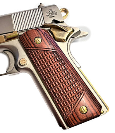 1911 Full Size Checkered Rosewood Combat Grips