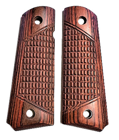 1911 Full Size Checkered Rosewood Combat Grips