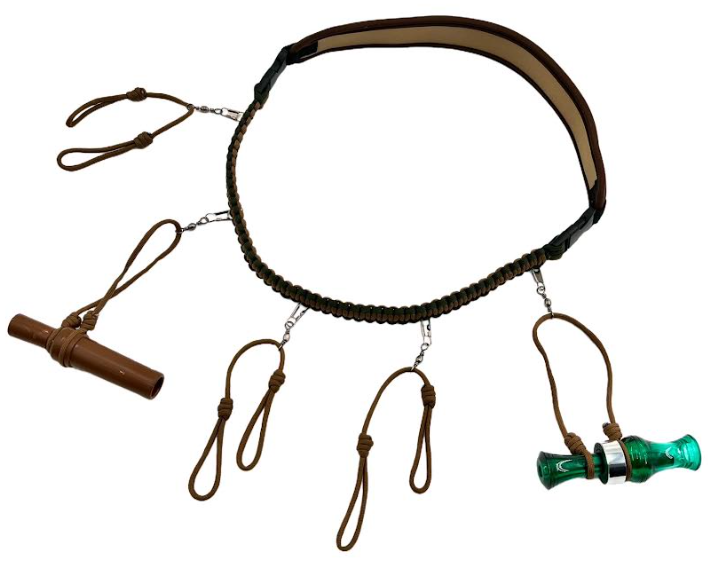 Game Call Neoprene & Paracord Lanyard Camo with Removable Drops Double Secures 5 Calls