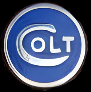 1911 Officer / Compact Size Acrylic Faux Black Pearl with Colt Logo Blue Medallion - WoodWorld of Texas