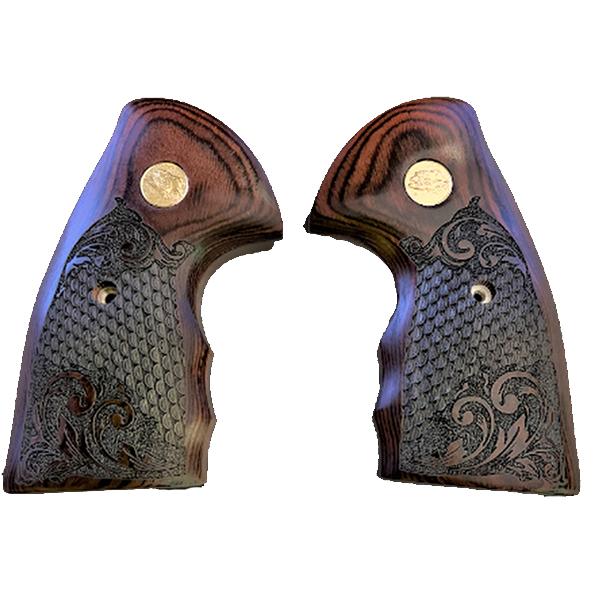 Colt Python Grips, Colt Python 2020, Colt 2021 Anaconda Grip Rosewood with Dragon Scales and Eagle Medallion