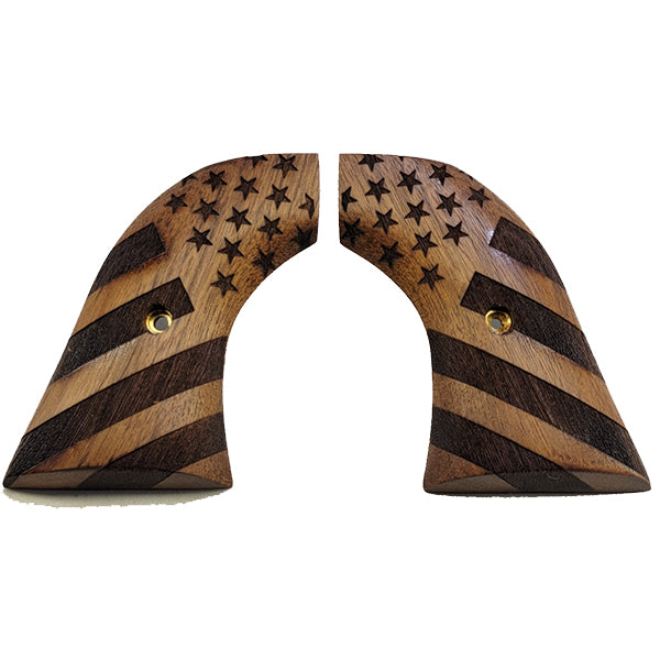 Colt Peacemaker Walnut Grips with Carved American Flag - Un-Finished