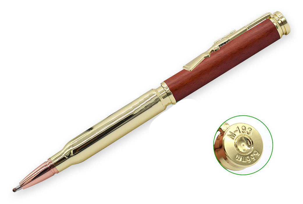 Full Cartridge Bullet Pen - .30 Cal - Twist - Rifle Clip - Gold