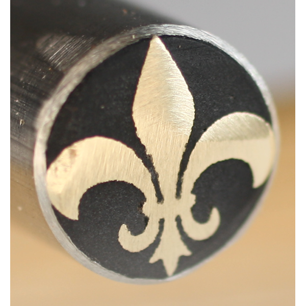 8mm Mosaic Pin 4" long - Fleur De Lis Brass - Silver tube and Black Epoxy