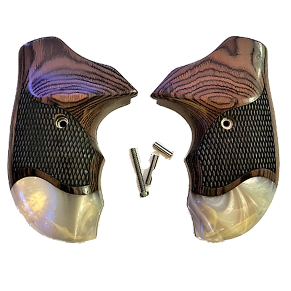 Taurus Wrap Around Rosewood Grips for Taurus Grips fits Taurus Tracker 627, Judge Models 4510 Rosewood Pearl + more  with Pearl Accents