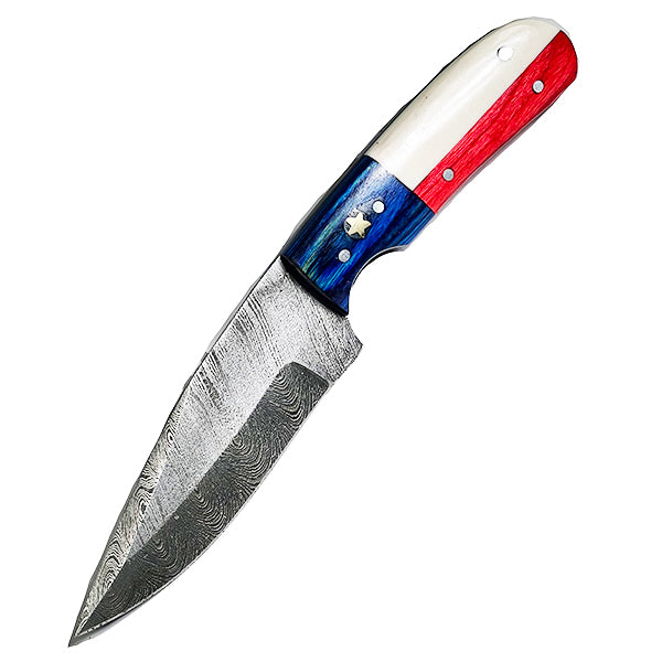 *Texas Pride Kelton Special Damascus Fixed Blade w/ Leather Sheath