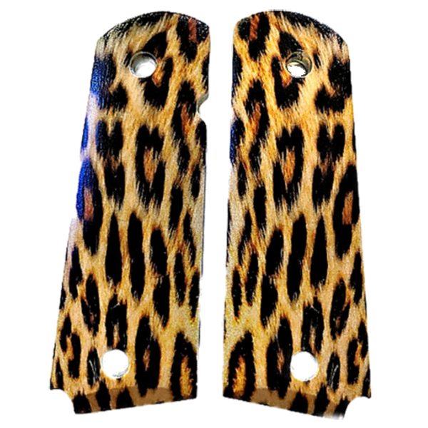 1911 FULL SIZE GRIPS - UV OF HD IMAGE - Faux Leopard HD / UV IMAGE PRINTED - Ambi cute