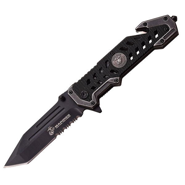 Marines Tanto  Blade Knife Limited Edition - Black 3.5 Edge 1/2 Serrated - Mtech USA #2