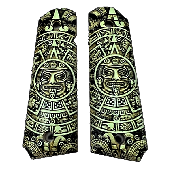 1911 Full Size Grips - UV of HD Image -  Mayan Design HD / UV Image Printed Over Wood
