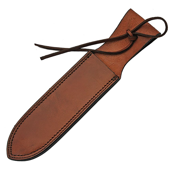 Knife Sheath Leather & Tie Down - SHE661212- 2.0" Opening X 8.0" Blade Cover * OAL 12.0" Lace Retainer