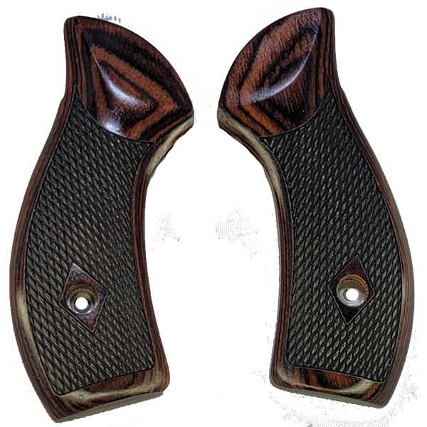 Heritage Roscoe 38 Special +P Grips – Rosewood Laminate Checkered CNC Wood Replacement Grip Panels, Fits 2″ & 3″ Models, Installation Screw Included