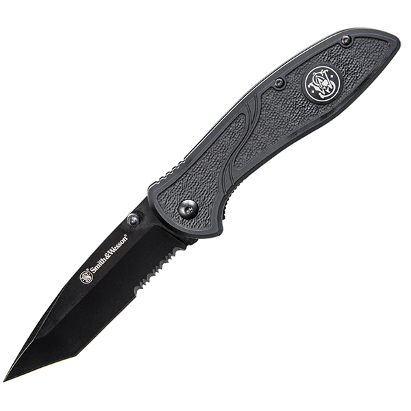 Smith & Wesson Tanto Linerlock Assisted Opening 3.5" Black  Blade Stainless Steel Blue Handle