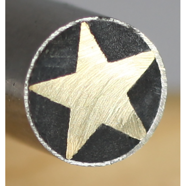 8mm Mosaic Pin 4" long - Star Brass - Silver tube and Black Epoxy