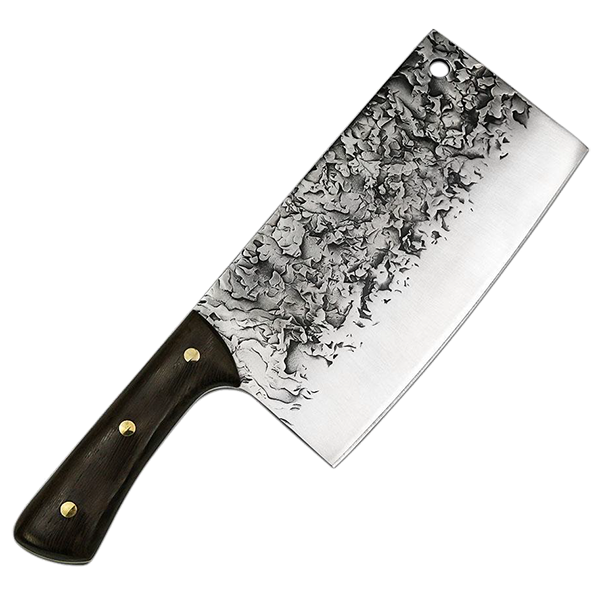 Stockman 6666 Cleaver Custom Patterned 5cr15mov Stainless Steel with Wenge Handle and Leather Sheath - 7.5"