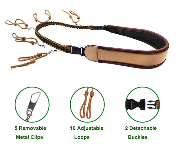 Game Call Neoprene & Paracord Lanyard Camo with Removable Drops Double Secures 5 Calls