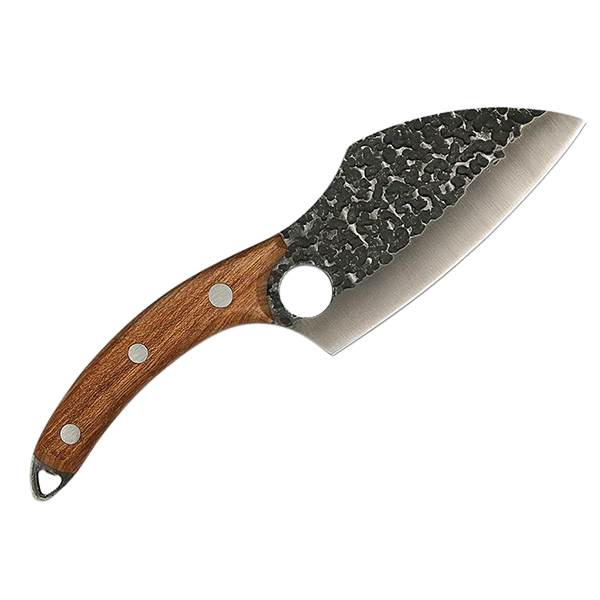 Tejas DMS-312 Hammered 5cr15mov Stainless Steel with Rosewood Handle with Leather Sheath - 5"