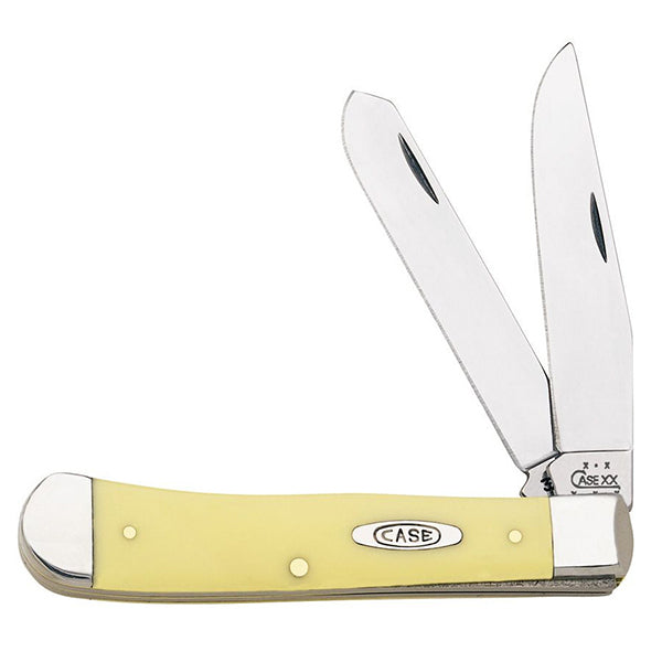 Case Cutlery Trapper Yellow Synthetic Handle Chrom Vanadium Carbon Steel Blades