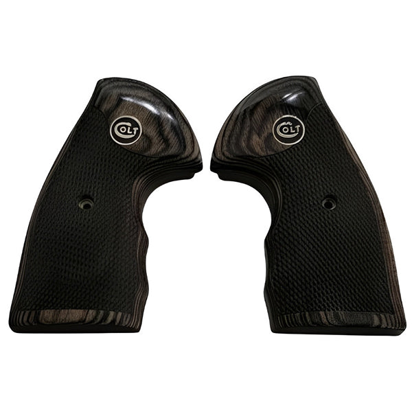 Python Grips, Colt Python 2020 Grips, Colt 2021 Anaconda Checkered Grips Black Rosewood  Colt Logo Black Medallion