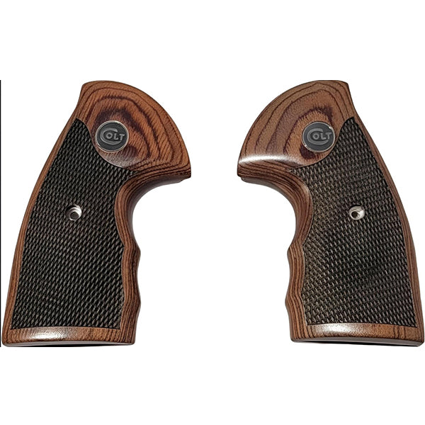 Colt Python Grips, Colt Python 2020 Grips, Colt 2021 Anaconda Checkered Grips Rosewood Colt Black Medallion