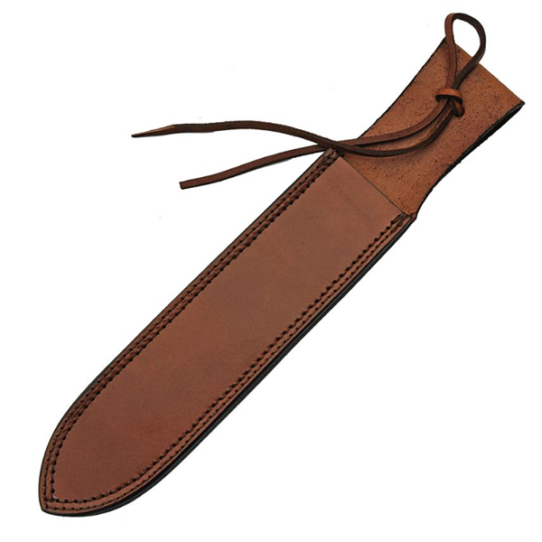 Knife Sheath Leather & Tie Down - SHE661214 * 1  7/8" Opening 9 7/8" Blade Cover * AOL 10" Lace Retainer