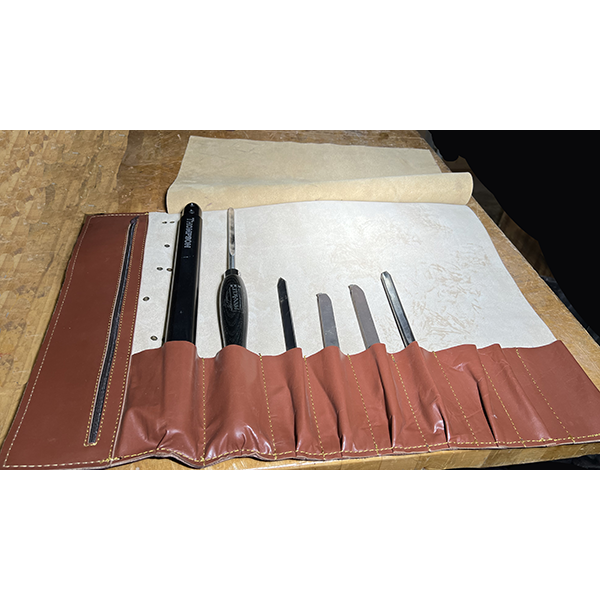 Custom Made Full Grain Leather Tool / Knife Roll with Carry Handle and Shoulder Strap - Rustic Tan