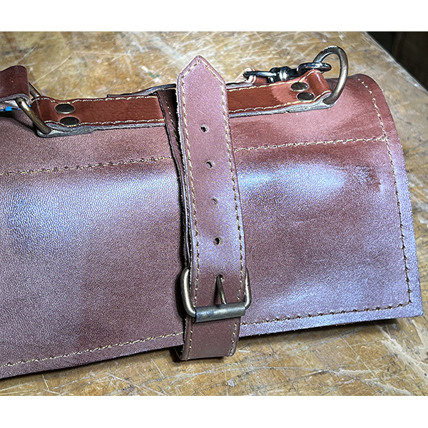 Custom Made Full Grain Leather Tool / Knife Roll with Carry Handle and Shoulder Strap - Rustic Tan