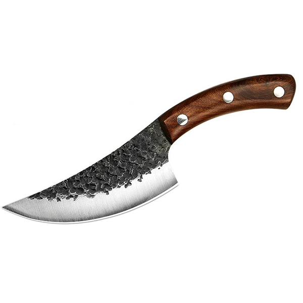 Tejas DMS-305 Hammered 5cr15mov Stainless Steel with Rosewood Handle with Leather Sheath - 5.5"