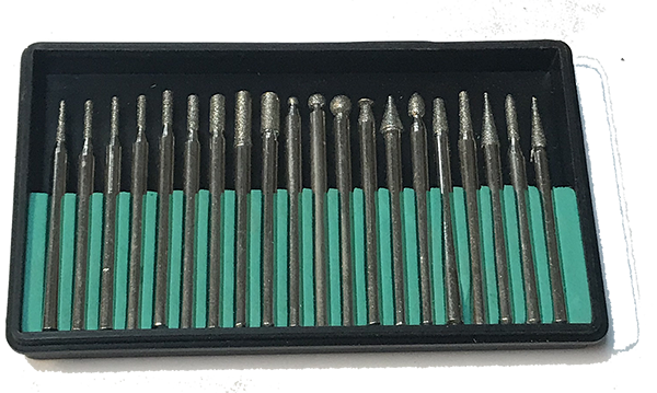 Diamond Burr Set - 1/8" (3.2mm) Shank  - Medium 100 Grit - 20 pc - Promax #25-08095