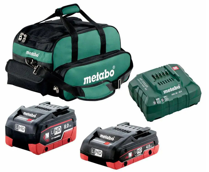 METABO 18V 1-4.0 AH LI-Power Compact Battery & 1- 8AH Pack # 55 ASC Charger, Starter Kit, US625369011