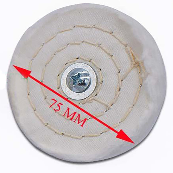 75 mm / 3in approx. Buffing Wheel (T-Mop) - 6mm Arbor -3 pack