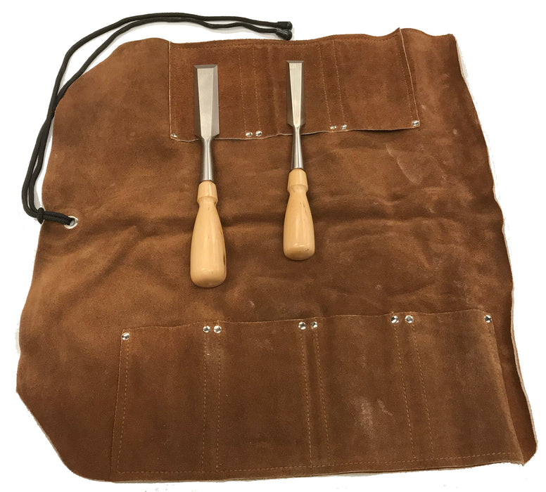 7 Pocket Extra Large Leather Tool Roll - 18" x 18" with 4"x3" pockets