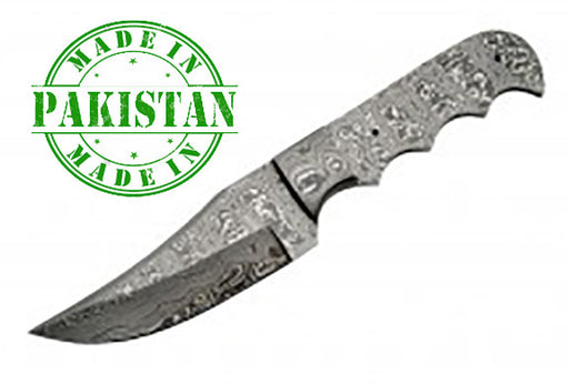 Economy - 8.75" Bowie FULL TANG DAMASCUS BLADE BLANK w/Bolster - WoodWorld of Texas