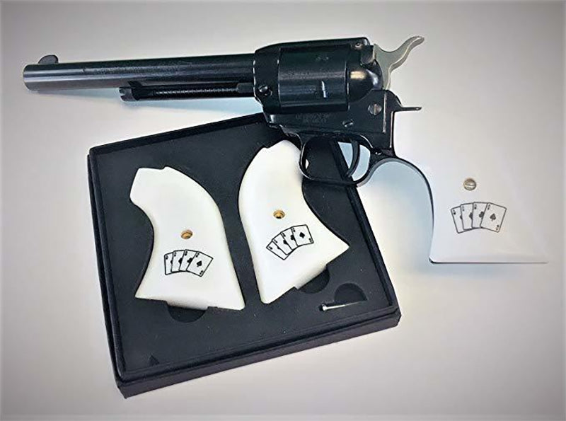 Heritage Arms Rough Rider 6 & 9 Shot Grips (.22 &.22 Mag)  Gambler w/Aces (Synthetic White Ivory Grips)