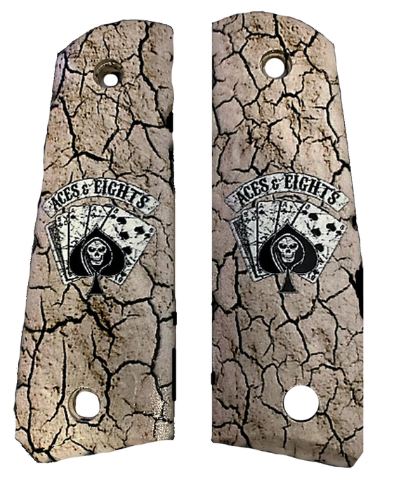 1911 Full Size Grips - UV of HD Image -  Aces & Eights HD / UV Image Printed Over Wood