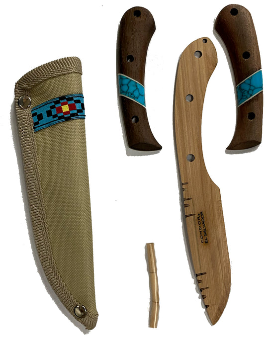 * Blue River Wooden Knife Kit - Fixed Blade with Sheath