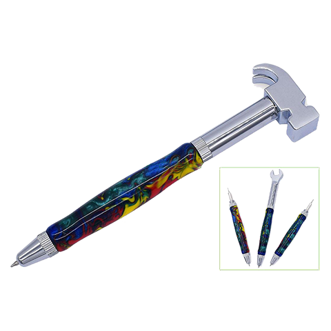 Hammer - FS Tool Ball Point Pen Kit - Chrome (Hammer, Wrench, Screw Driver & Pen)