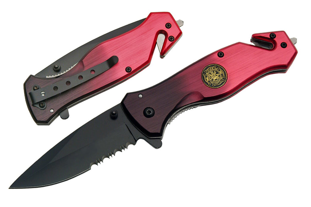 4.5" "Fire Rescue" Rescue Knife Limited Edition - Red/Black