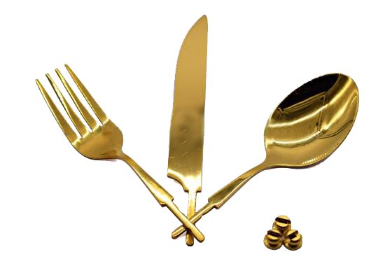 S.S Flatware Set with Gold TN plating. - WoodWorld of Texas