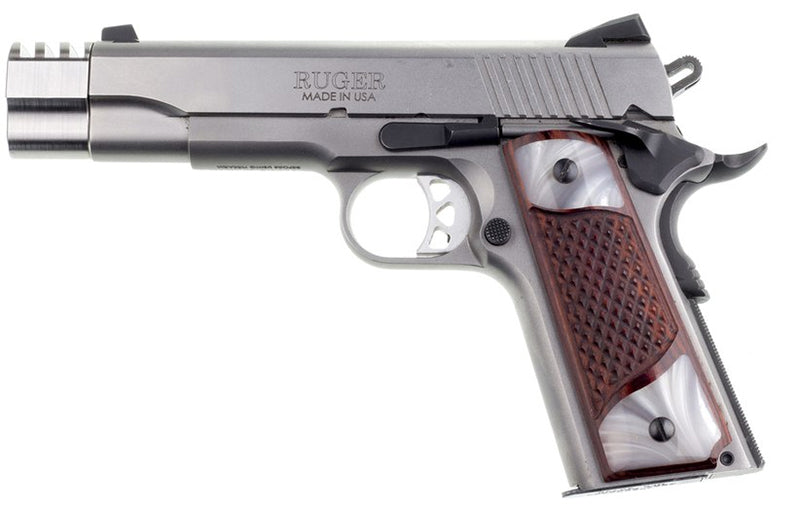 1911 Full Size Checkered Rosewood Grips Pearl Accent - 2