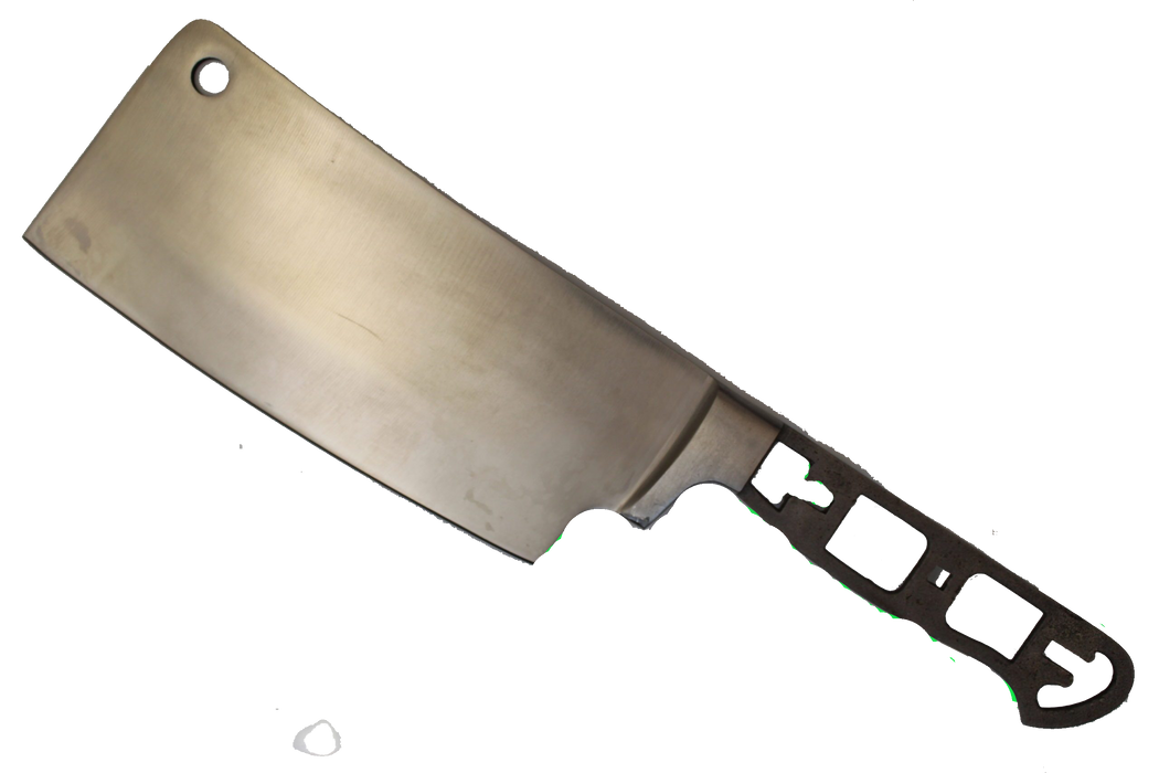 ** Bolster - Cleaver - Gein Cleaver Knife Blank with Bolster & Skeletonized Handle  - Satin