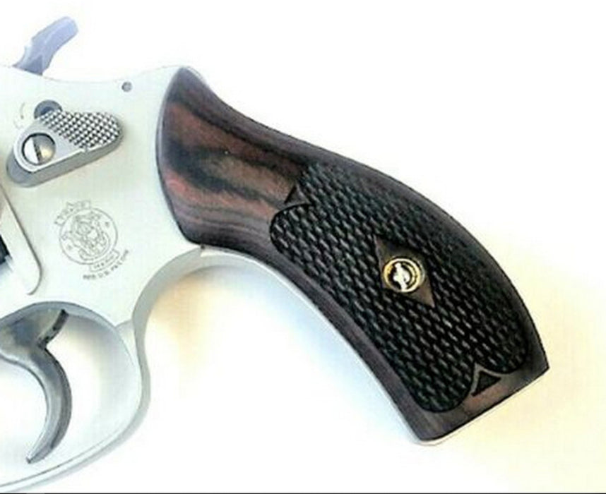 S&W J Frame Round Butt Rosewood Grips with Pearl Accent