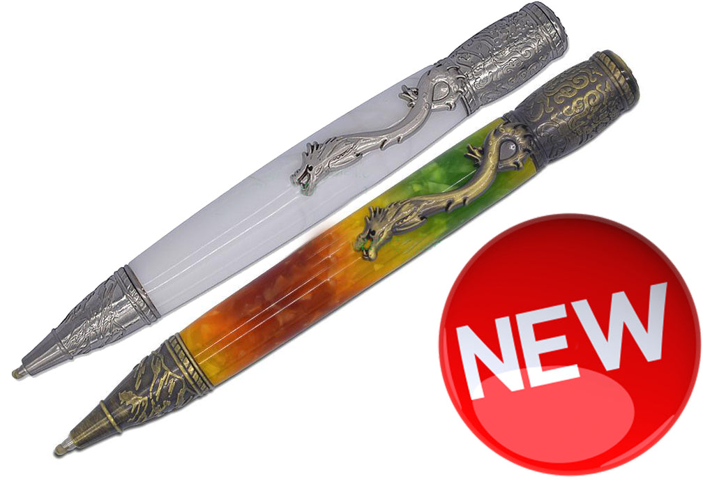 Komodo Dragon Pen Kit - Single Tube- Antique Nickle & Antique Polish Brass