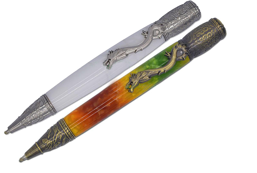 Komodo Dragon Pen Kit - Single Tube- Antique Nickle & Antique Polish Brass