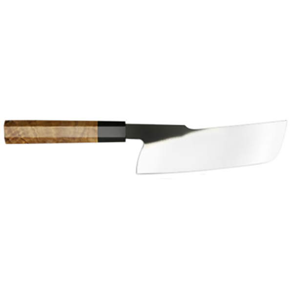 Wok Master Japanese Style Nakiri Knife - African Blackwood & Olivewood Octagonal Handle - 440C S.S. - Completed Knife