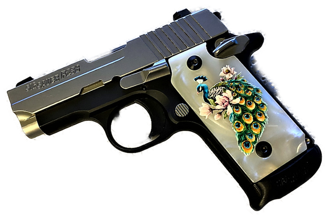 Sig Sauer P238 HD/UV Full color Mother of Pearl stunning Peacock