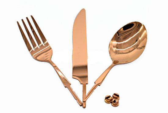 Flatware - S.S Flatware Set with Rose Gold / Copper plating Kit