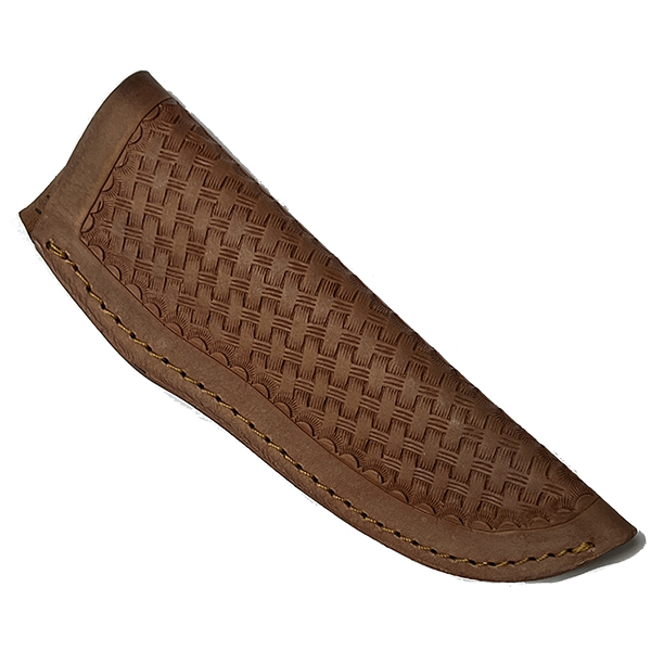 Knife Sheath Leather - SHWW100-P - BW - 1 5/8" opening and a 6 5/8" length - Peanut Brittle Basket Weave